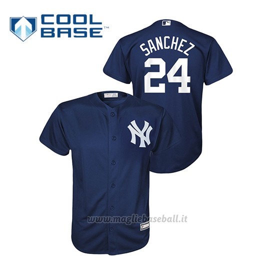 Maglia Baseball Bambino New Y Ork Yankees 24 Gary Sanchez Cool Base Alternato Blu